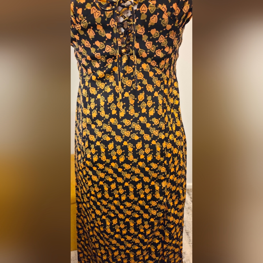 Urban Outfitters Black and Orange Midi Dress - Picture 7 of 16